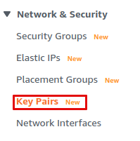 Select "Key Pairs" under the "Network & Security" drop-down.